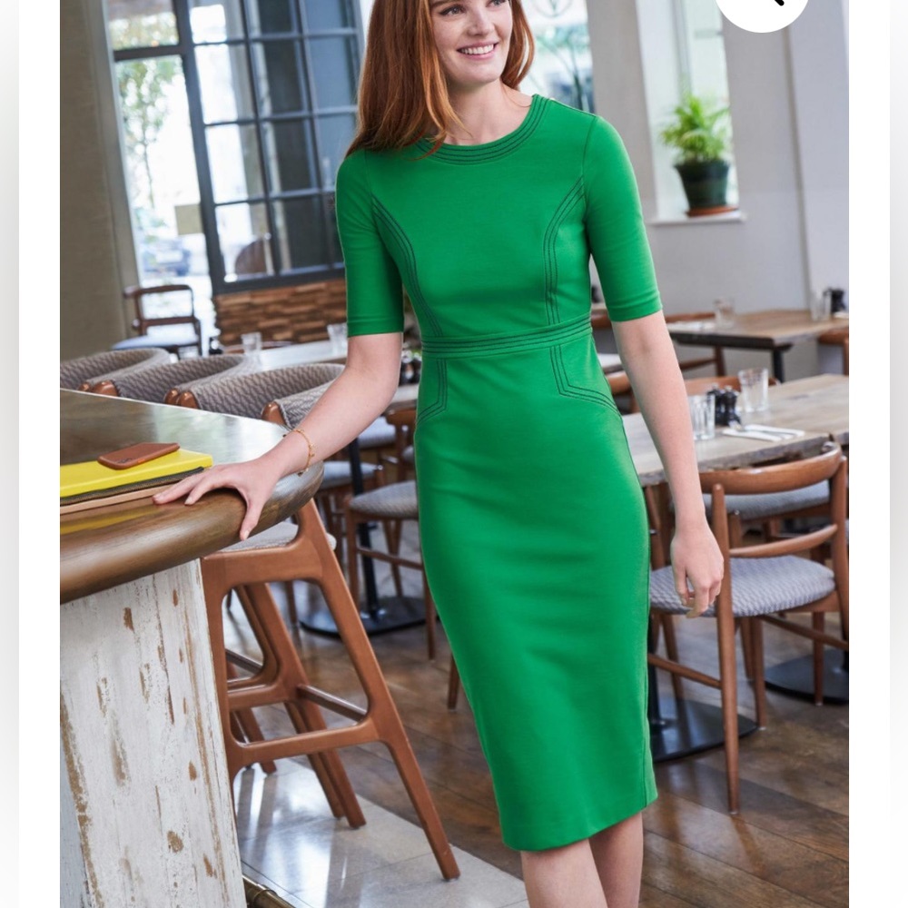 Like New Boden Kelly Green Midi Fitted Dress Kate Stitch Pont Dress